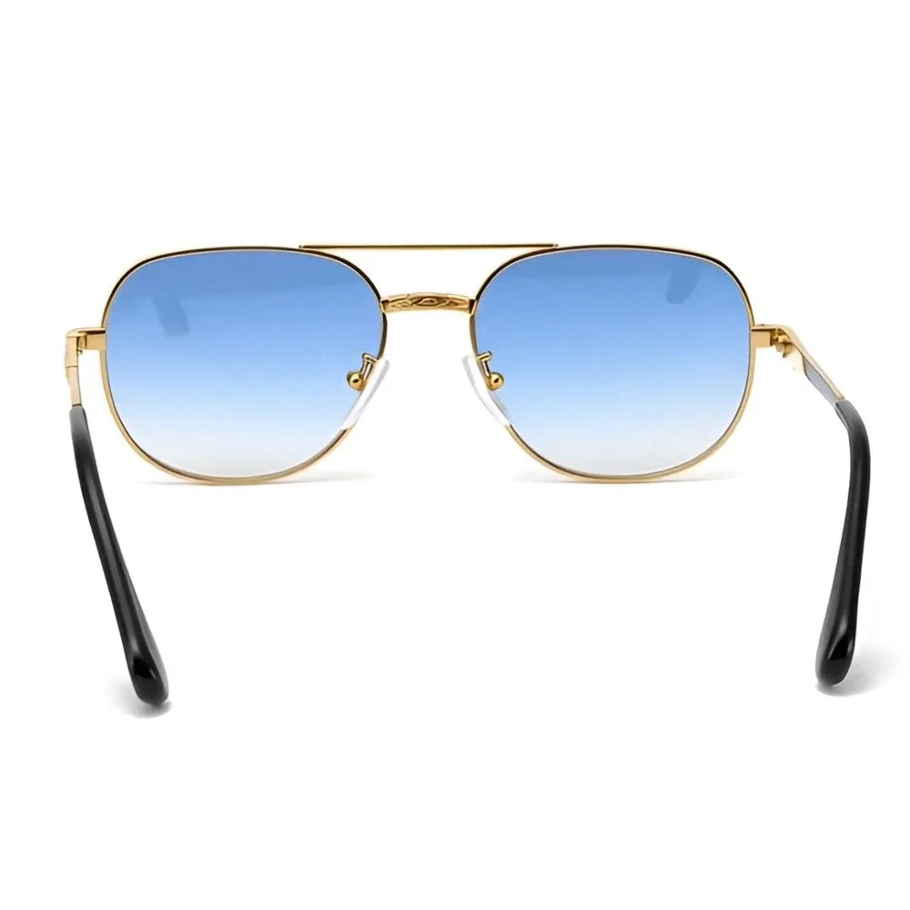 Retro‎ Steampunk Round Oversized Sunglasses Eyewear Women Vintage Aviator Blue